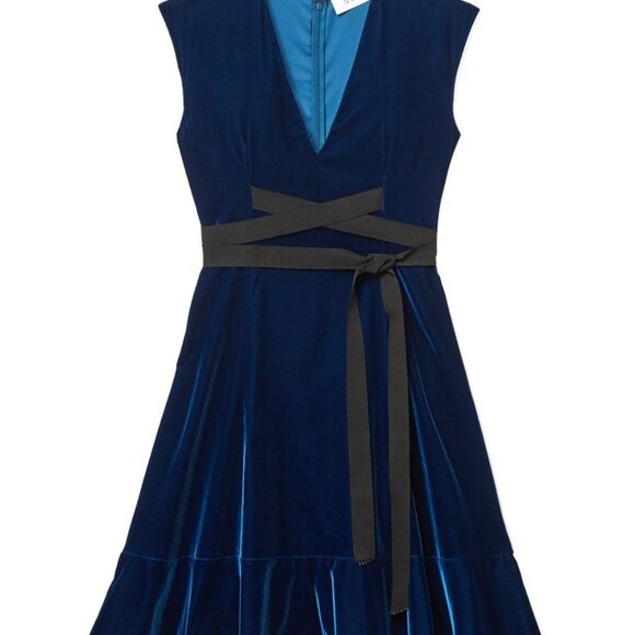 Derek Lam 10 Crosby Velvet Fit & Flare Dress – Blue, Size 6 - Picture 3 of 6